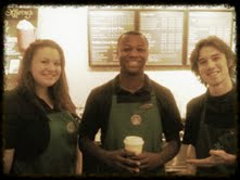 The most amazing coffee pushers. Ty'ris (the fellow in the middle) actually performed a rap for me. I demonstrated my beat boxing skills. He laughed. Hm...