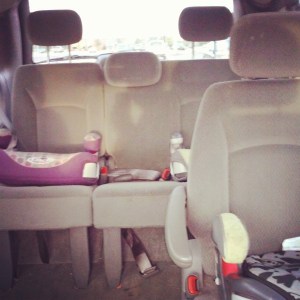 My empty van on the first day of school last fall. Sigh.